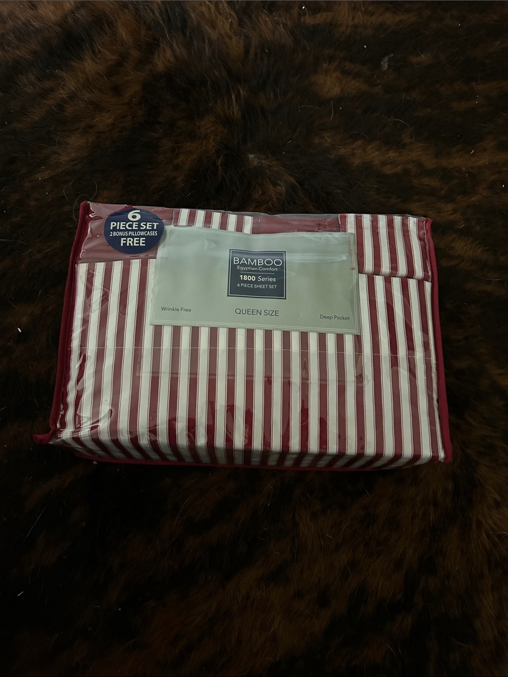 BAMBOO Striped Sheet Set in Red and White